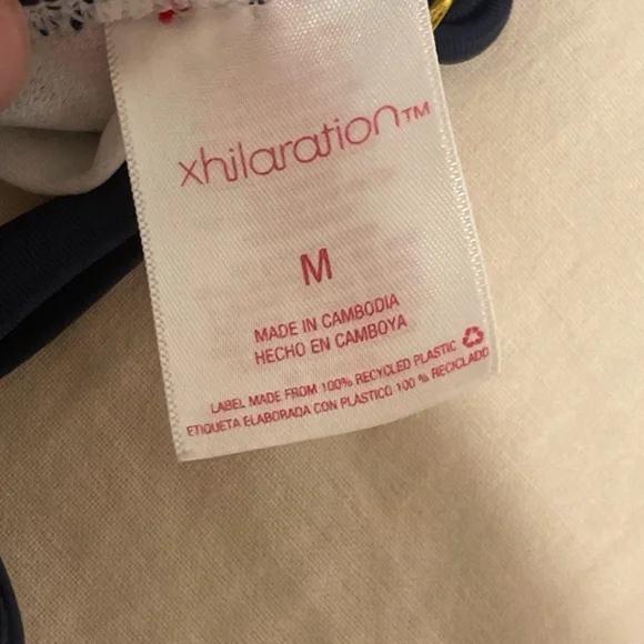 Xhilaration Navy, White & Red Striped swim suit - Picture 2 of 11